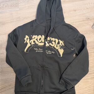 Men's Grey Hoodie with Cream Graphic